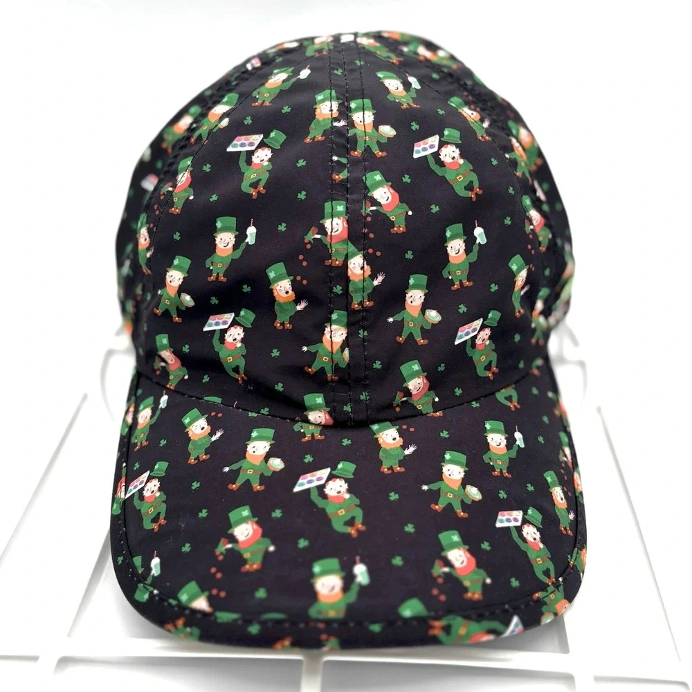 Sprints Unisex Lucky Charmers Running Hat Black Green Leprechaun St Patricks Day